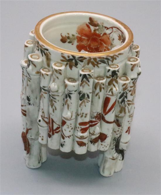 A Japanese Kutani bamboo vase
